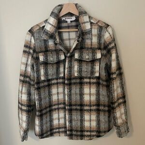 BB Dakota Checkered Wool Blend Coat Shirt Jacket Shacket